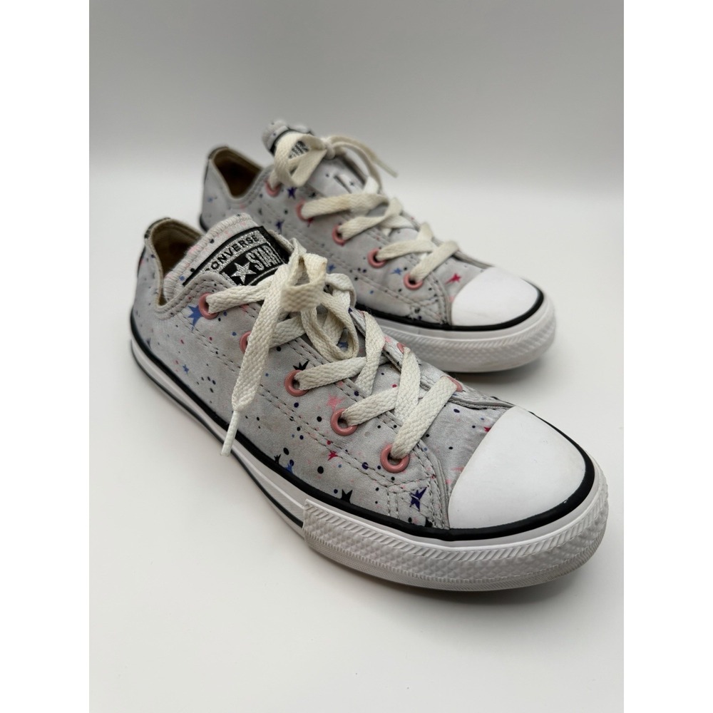 Converse Chuck Taylor All Star Low Silver Star Print Girls Youth Size 3 Sneakers